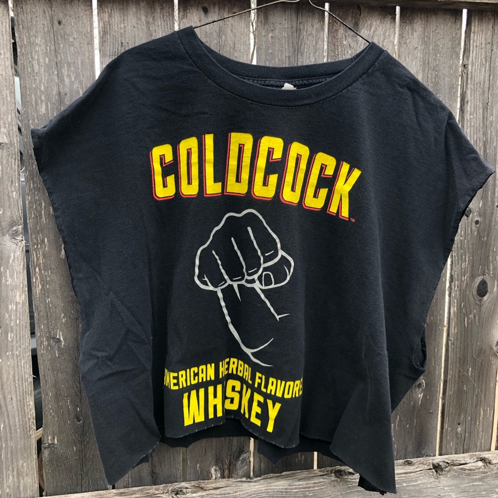 ColdCock whiskey Black Graphic cropped muscle tank
